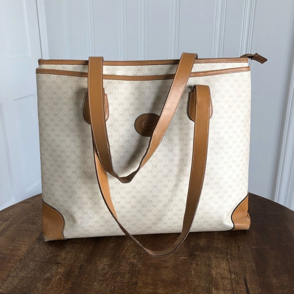 Gucci Cream and Tan Tote Bag